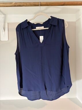 NWT LOFT Navy V-Neck Sleeveless Collared Camisole